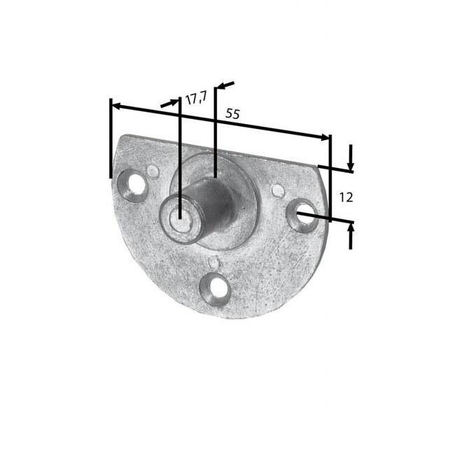 Selve Plaque de montage en acier avec un axe de Ø 12 mm