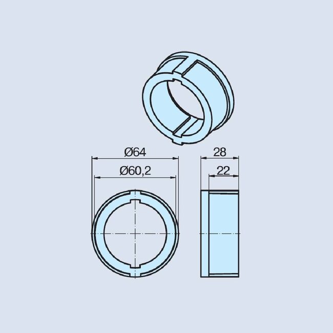 Verloopring Ø 50 mm naar Ø 63 mm - R serie motoren