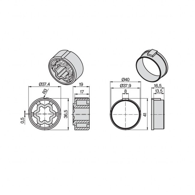 Becker Kit d'adaptation Ø 40 x 1 et Ø 42 x 2 - Moteurs série P