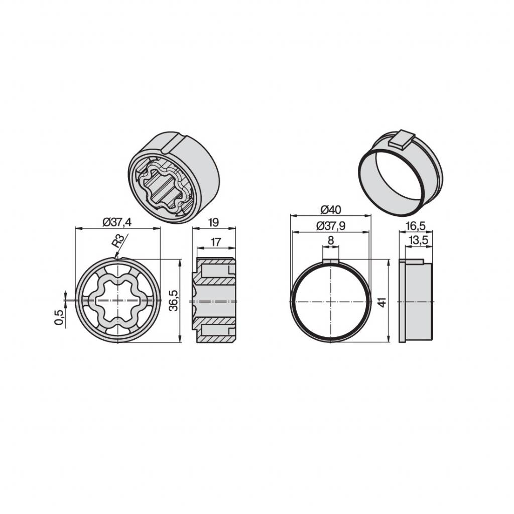 Becker Adaptieset Ø 40 x 1 en Ø 42 x 2 - P serie motoren, foto 4 van 4