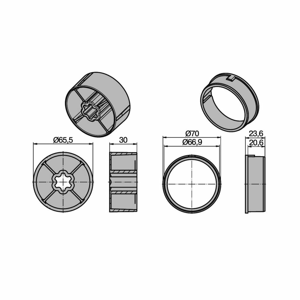 Becker Adaptieset Ø 70 x 1,5 - L serie motoren