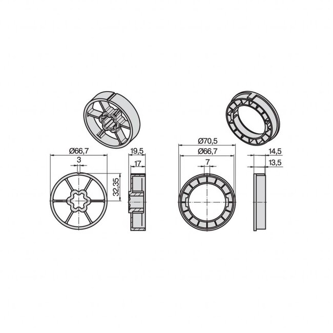 Becker Adaption set Ø 70 x 1.5 - R series motors
