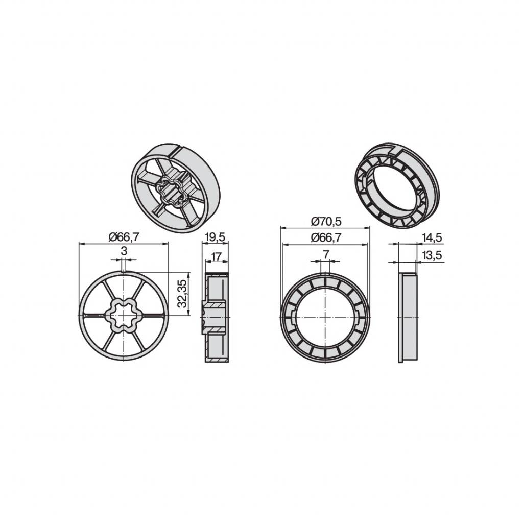 Becker Adaptieset Ø 70 x 1,5 - R serie motoren, foto 3 van 3