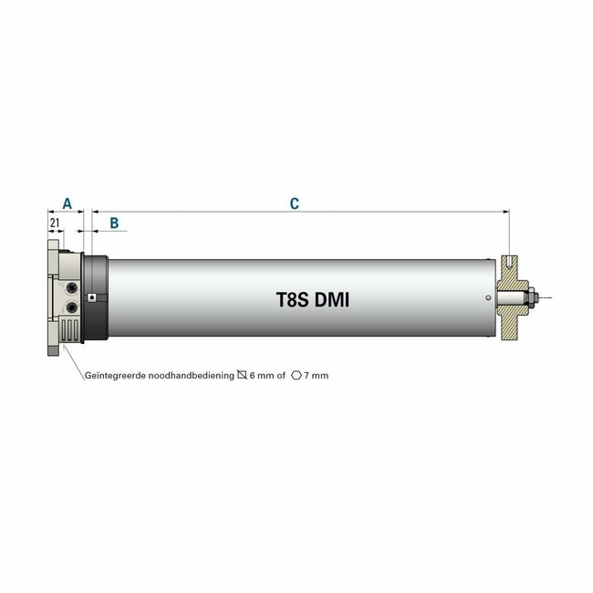Simu T8S DMI roller shutter motor with emergency hand control