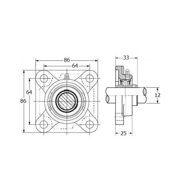 IBB Bearing, steel flange bearing, bore 12 mm