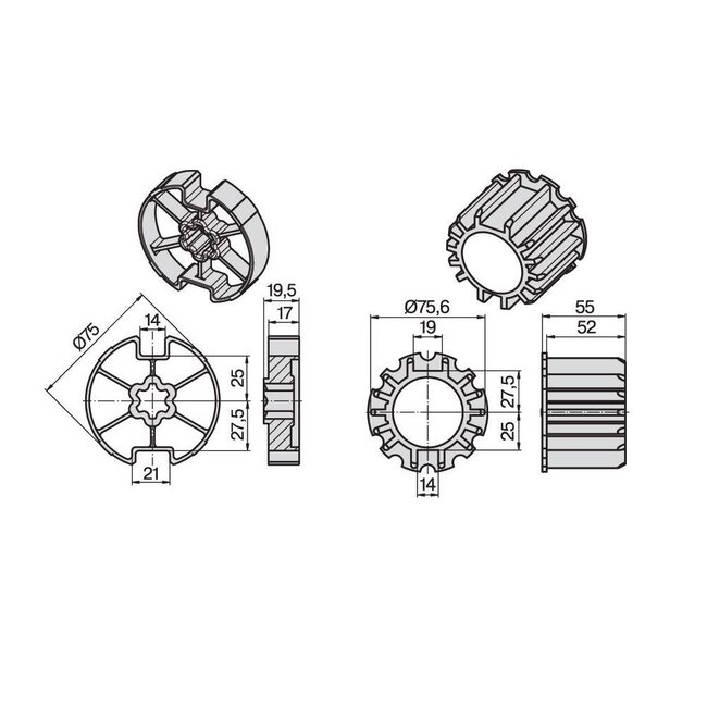 Becker Adaption set Ø 78 x 1.5 - R series motors