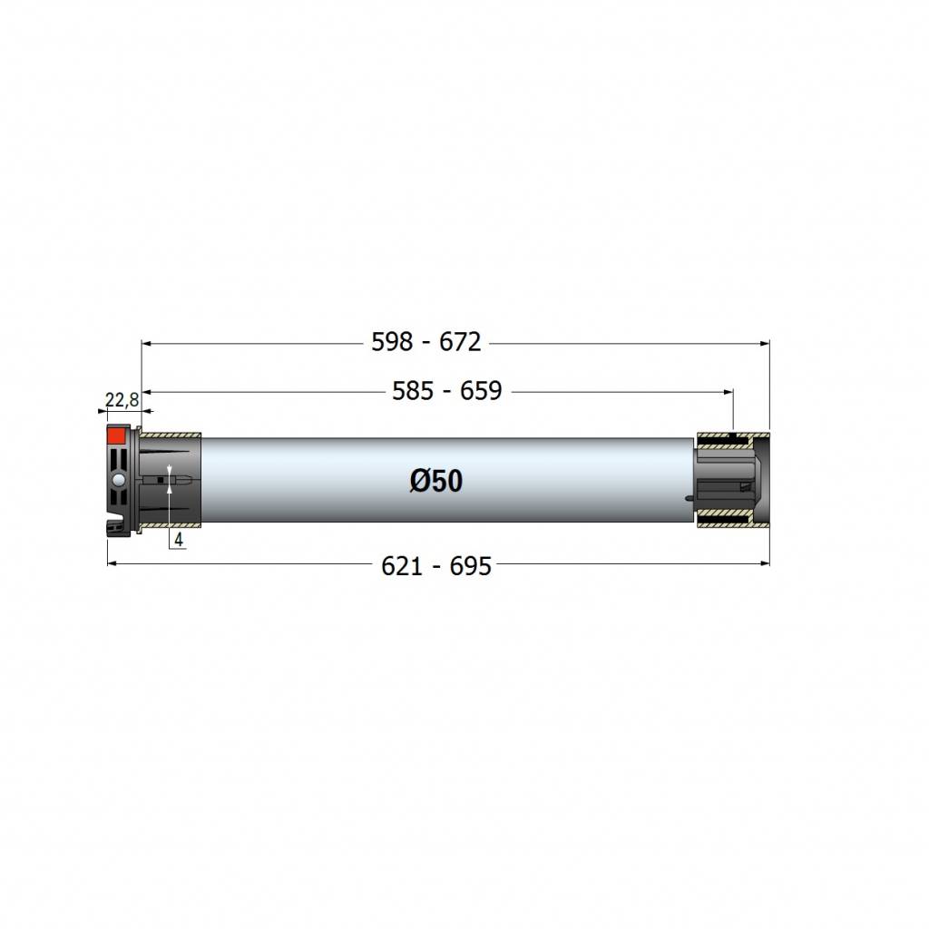 Simu T5 E SP zonweringmotor met automatische afstelling en doekcorrectie