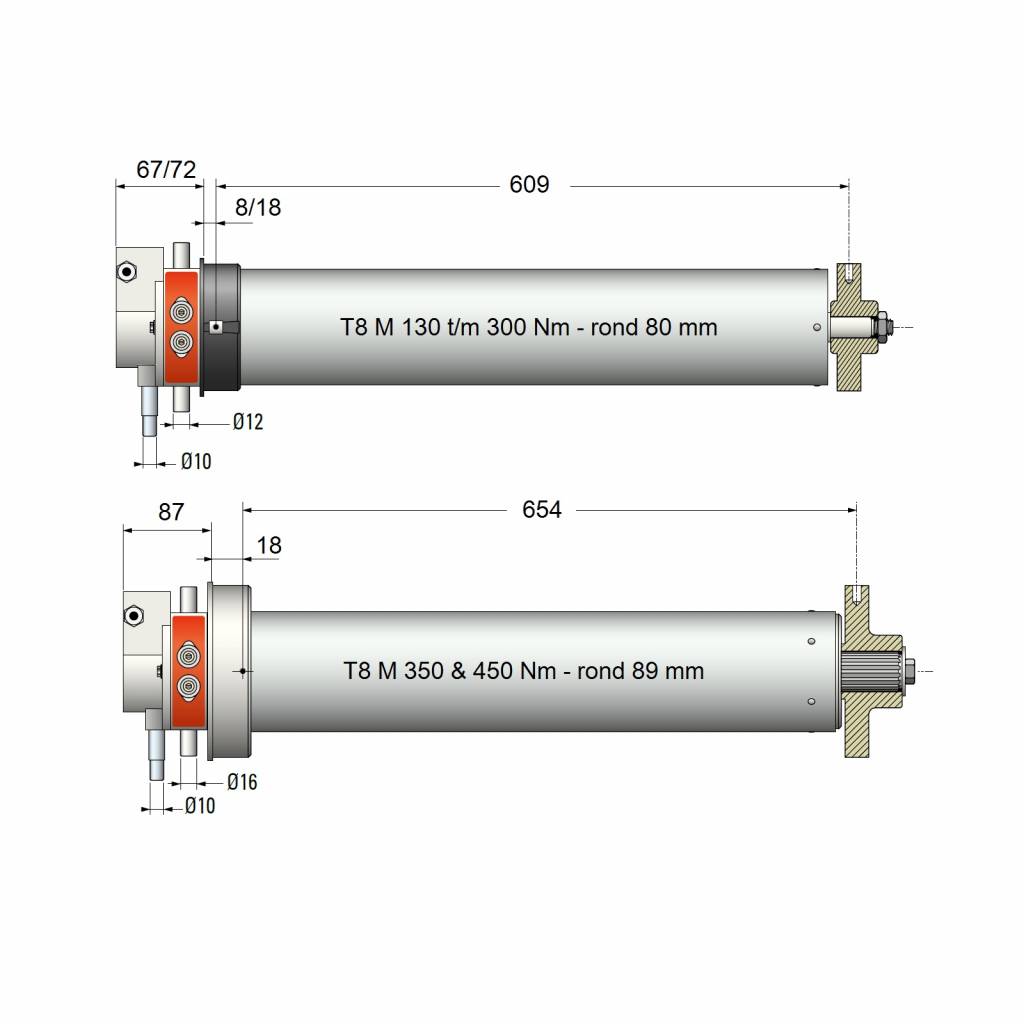 Simu T8 M rolluikmotor met noodhandbediening, foto 2 van 3