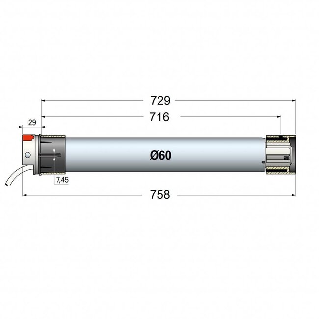 Simu T6 Hz tubular motor with integrated receiver