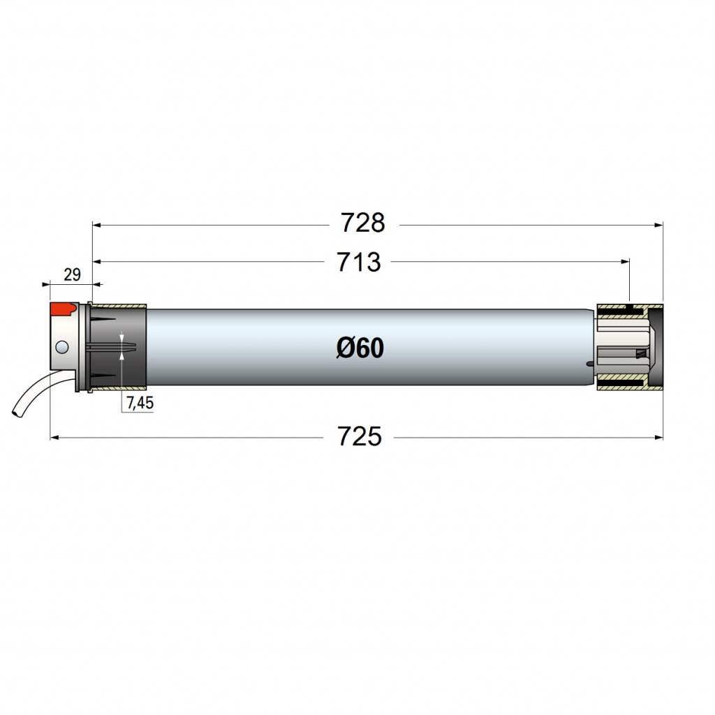Simu T6 E SP buismotor met doekrekcompensatie, foto 2 van 3