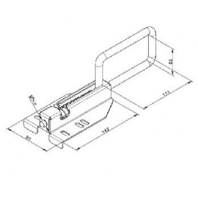 Huismerk Slide bolt overhead door strike 72 mm, narrow base