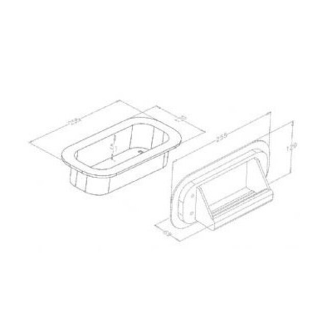 Huismerk Handgreep / voetplaat voor sectionaaldeur  zwart nylon