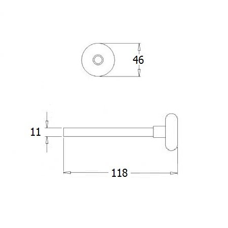 Huismerk Loopwiel RVS kort, as Ø 11 mm, lengte 118 mm, foto 2 van 2