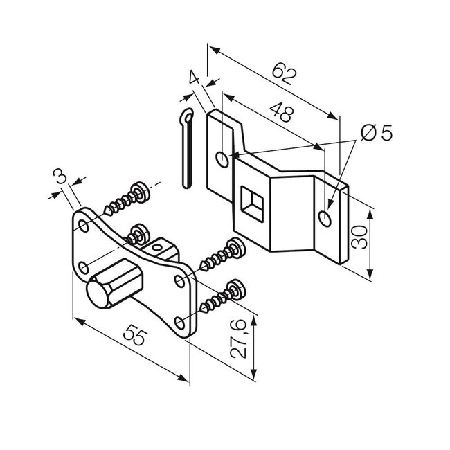 Motor support M square pin 10 mm