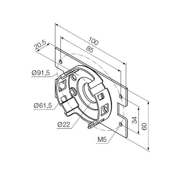 Nice Motorsteun M compact met flens 100x60