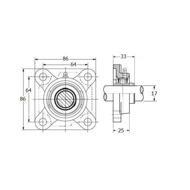 IBB Stalen lager, flenslager, asgat 17 mm