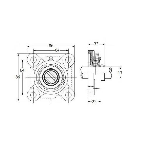 IBB Stalen lager, flenslager, asgat 17 mm, foto 4 van 4