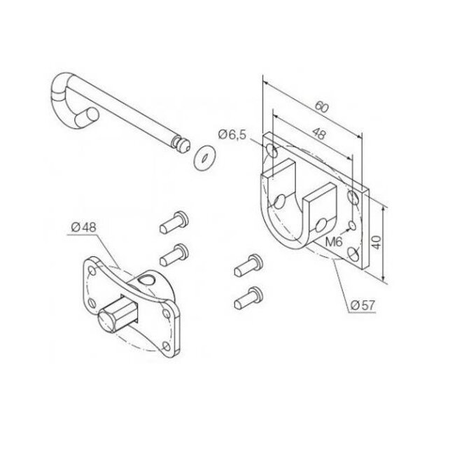 Motor support M round pin + Bracket