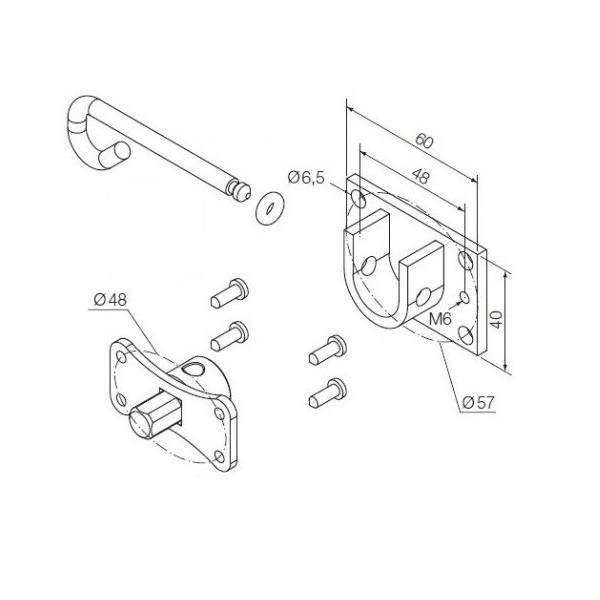 Motor Support Pin Nice motor support square pin 10 mm with Bracket - Rolluikonderdelen.nl