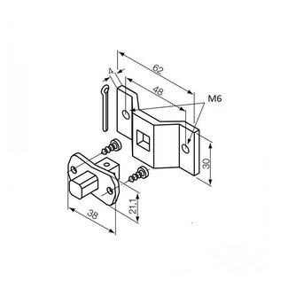 Nice Motor support S square pin 10 mm + Bracket M6