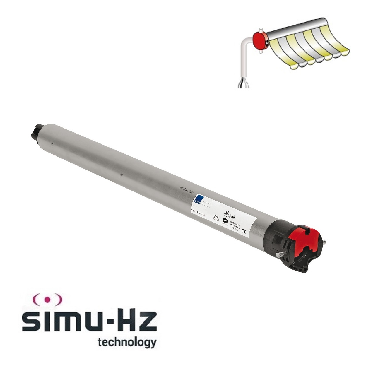 Simu T5 E SP Hz buismotor met geïntegreerde ontvanger voor cassetteschermen