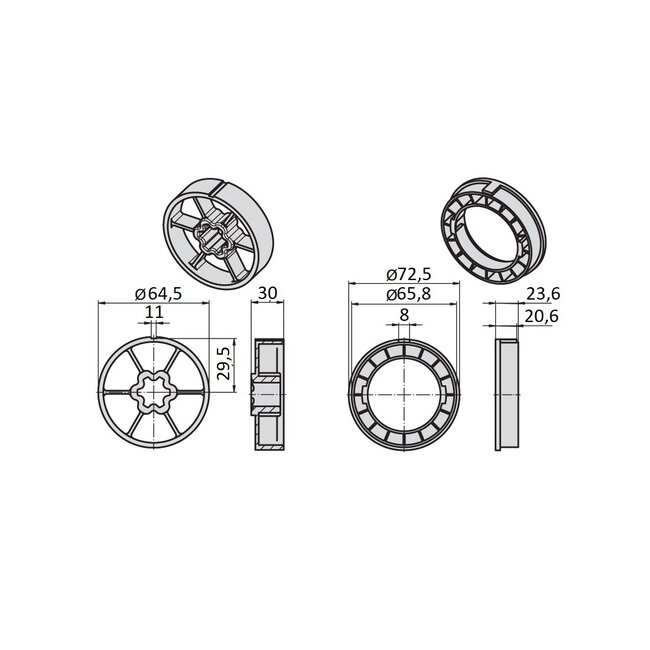 Adaption set Ø 70 x 1.5 - L series motors