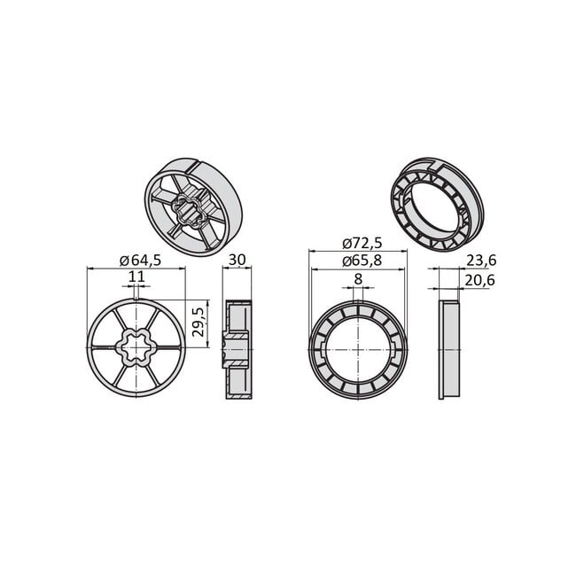 Kit d'adaptation Ø 70 x 1,5 - Moteurs série L