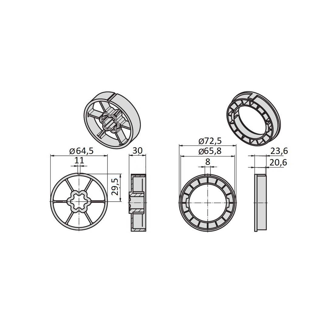 Becker Adaptieset Ø 70 x 1,5 - L serie motoren