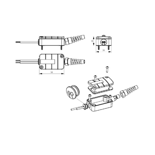 Huismerk Junction box incl. cable gland for spiral cable