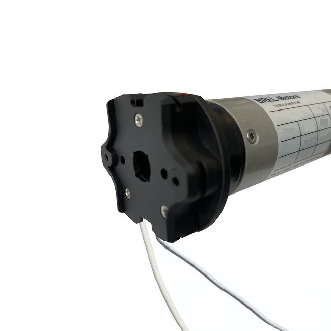 Brel BZEM45 zonweringmotor met ontvanger, doekrekcompensatie en elektronische afstellingelek.