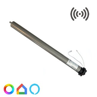 Brel BZEM45 zonweringmotor met ontvanger, doekrekcompensatie en elektronische afstellingelek.