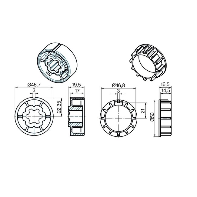 Becker Adaptieset Ø 50 x 1,5 - P serie motoren
