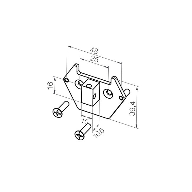Elero adapterplaat met nok 10x16x10,5 - Revoline