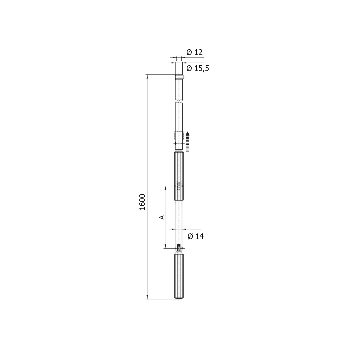 Geiger Draaistang met Geiger clipsysteem 1600 mm