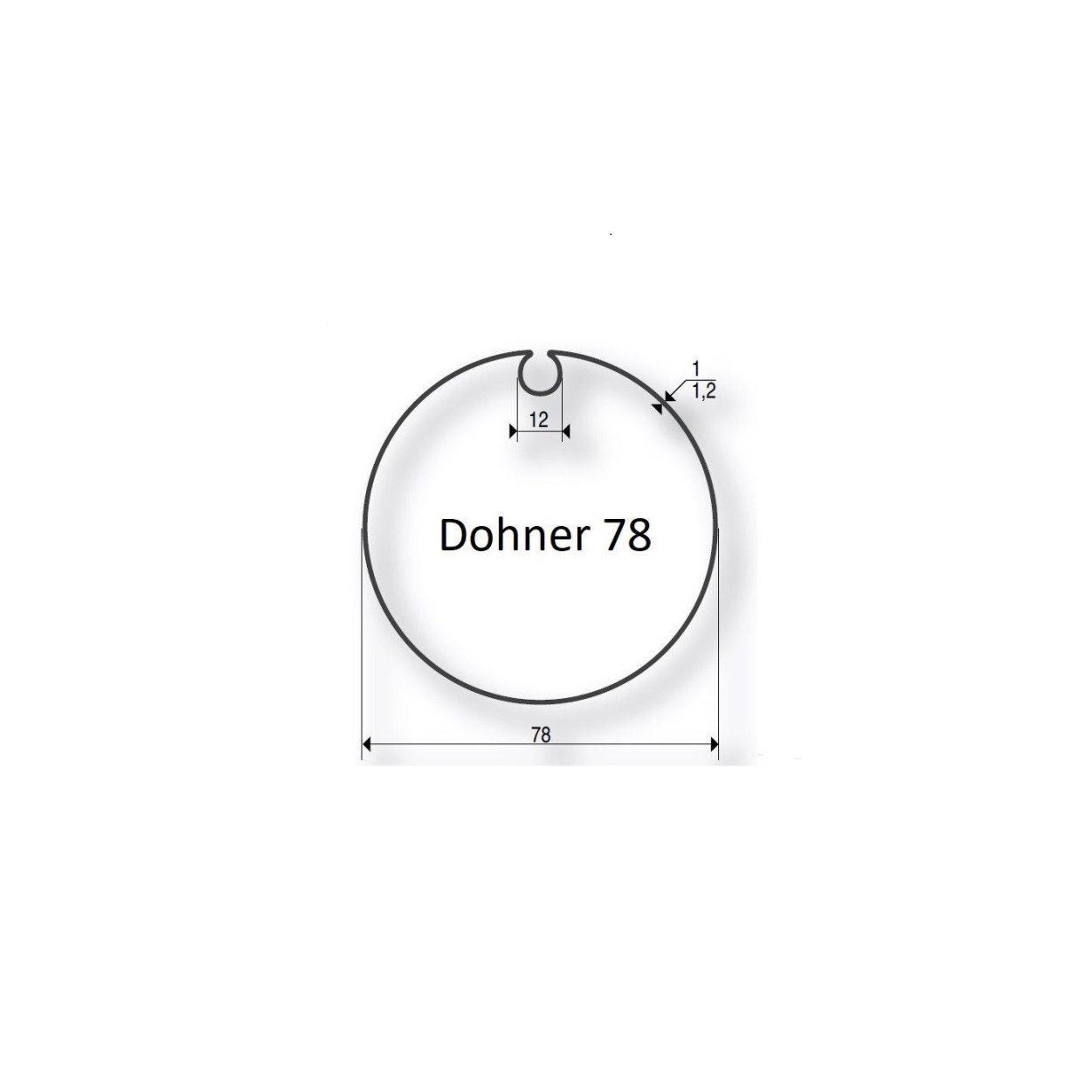Volte Aluminium meenemer Dohner Ø 78 mm met doekgleuf aluminum, foto 2 van 2
