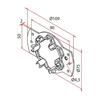 Cherubini Motor support 45 mm series with mounting plate and locking clip