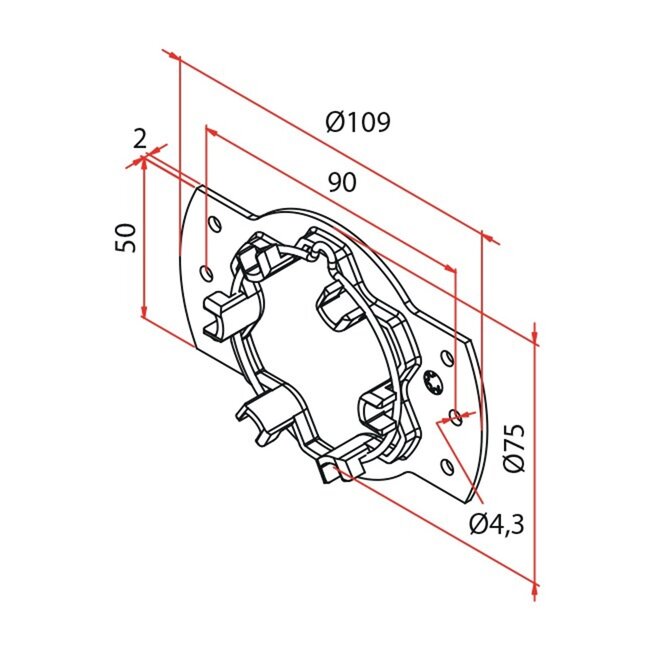 Cherubini Motorlager Serie 45 mm mit Montageplatte und Sicherungsbügel