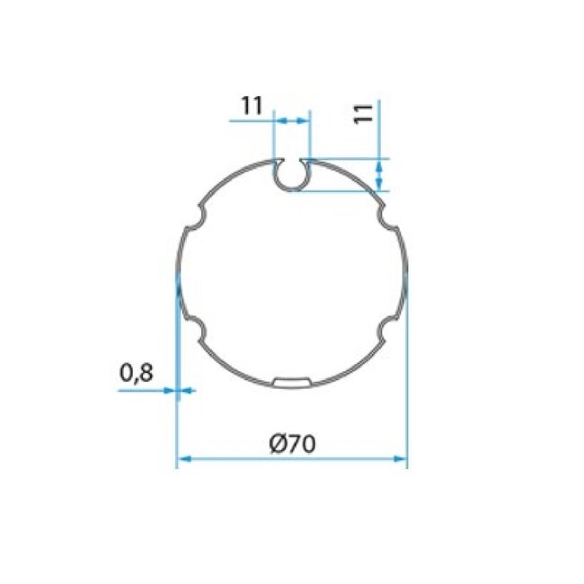 Cherubini Adaptieset Ø 70 mm as met doekgleuf - 45 mm serie