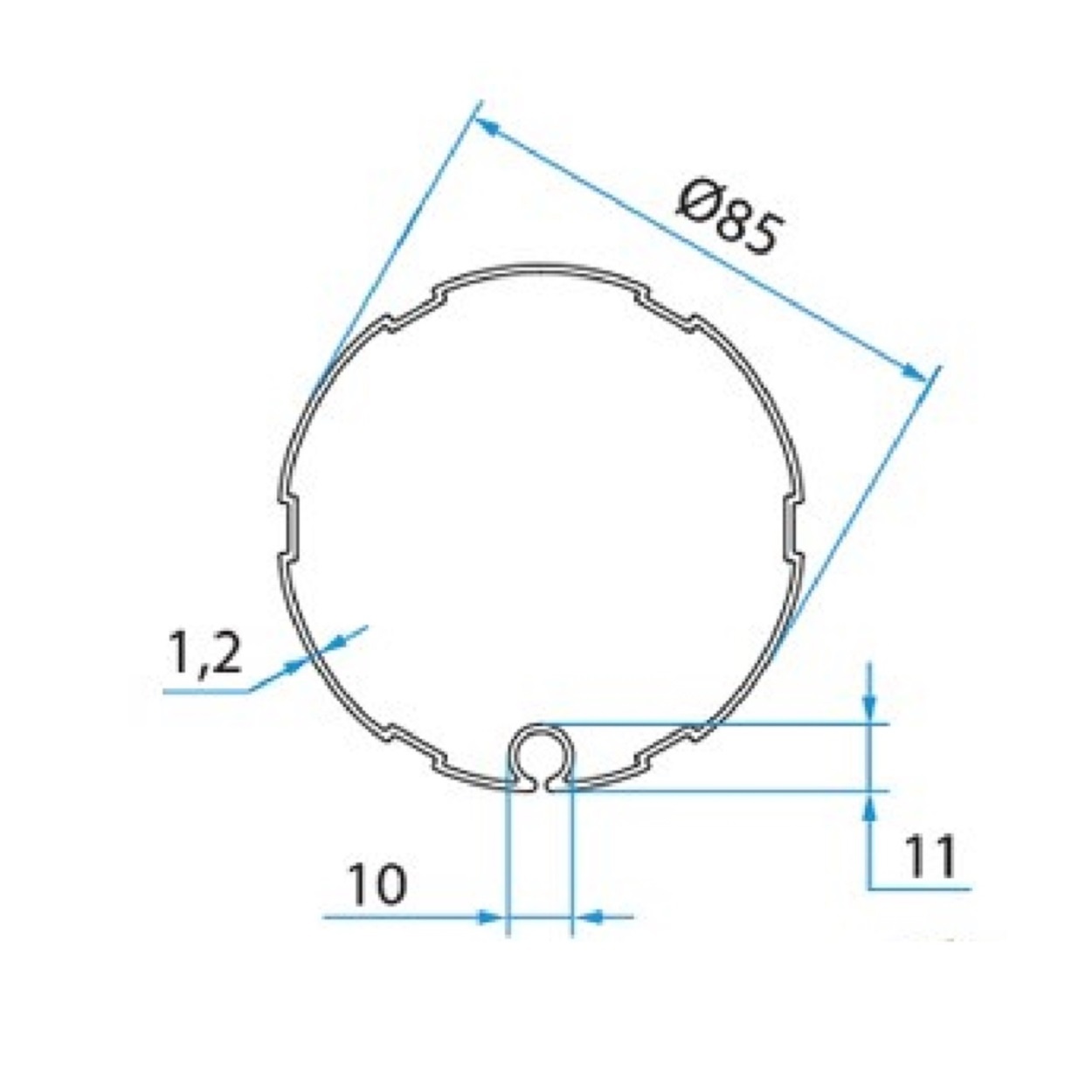 Cherubini Adaptieset Ø 85 mm as met doekgleuf- 45 mm serie, foto 2 van 2