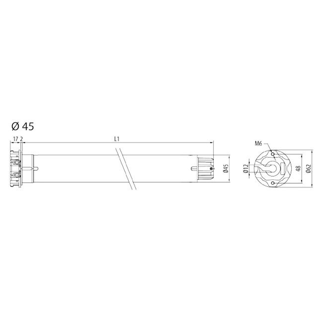 Cherubini Moteur tubulaire Garda Ø 45 avec tête de moteur métallique