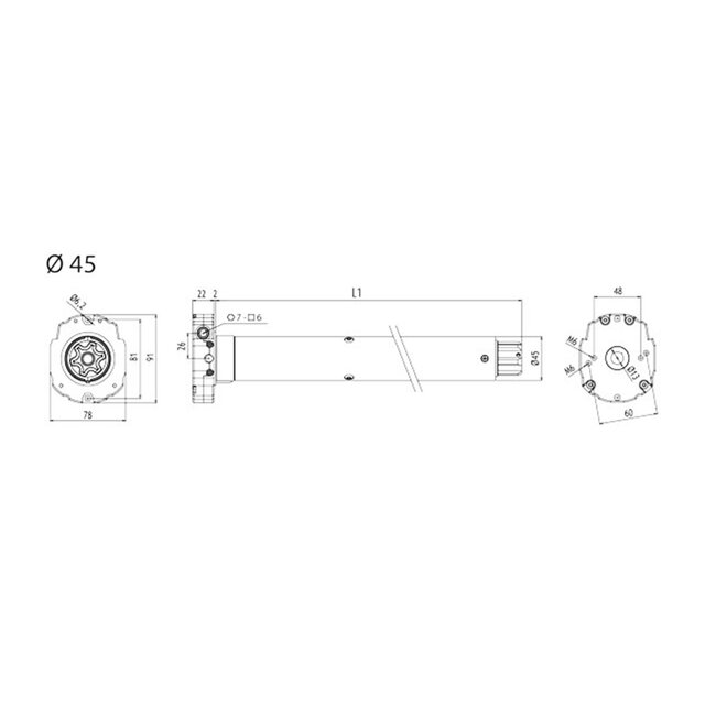 Cherubini Ocean Ø 45 buismotor met noodhandbediening