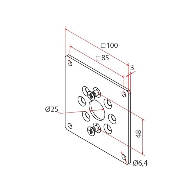 Universal motor support 100x100 for 45 and 58 mm motors