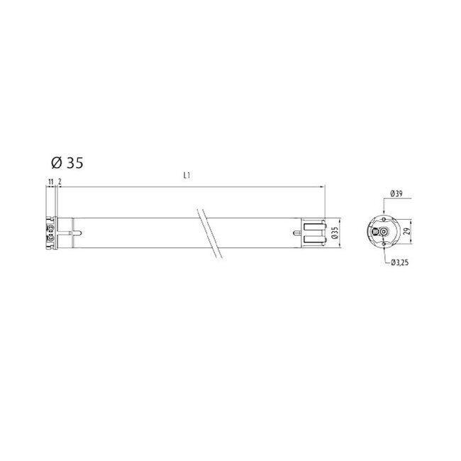 Cherubini Tronic RX Ø 35 buismotor met ontvanger en electronische afstelling