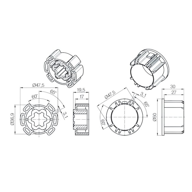 Adaption kit Benthin 52-62 - P series motors