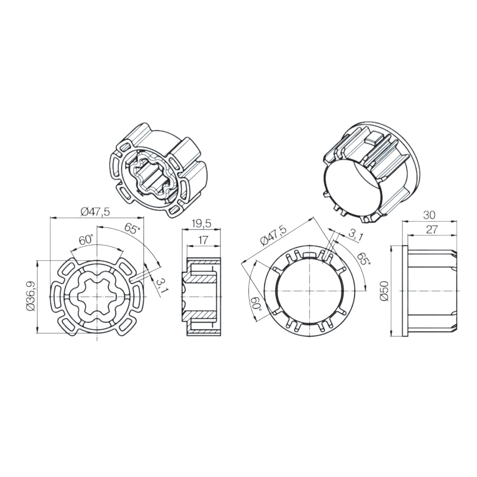 Becker Adaptieset Benthin 52-62 - P serie motoren