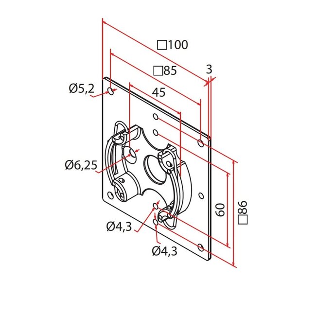 Faac Support de moteur TM2 45 - plaque d'acier 100x100