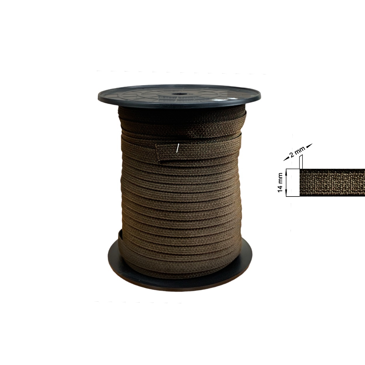 Huismerk Optrekband 14 mm, rol 50 of 500 meter, foto 3 van 5