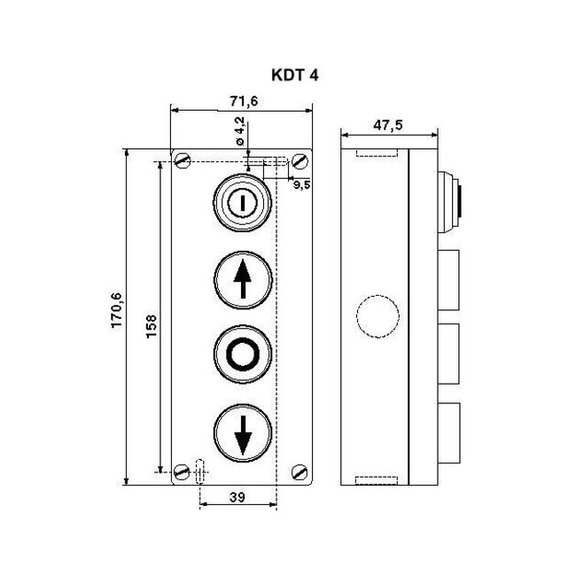 Geba Surface-mounted push-button switch up/(emergency) stop down with key IP65