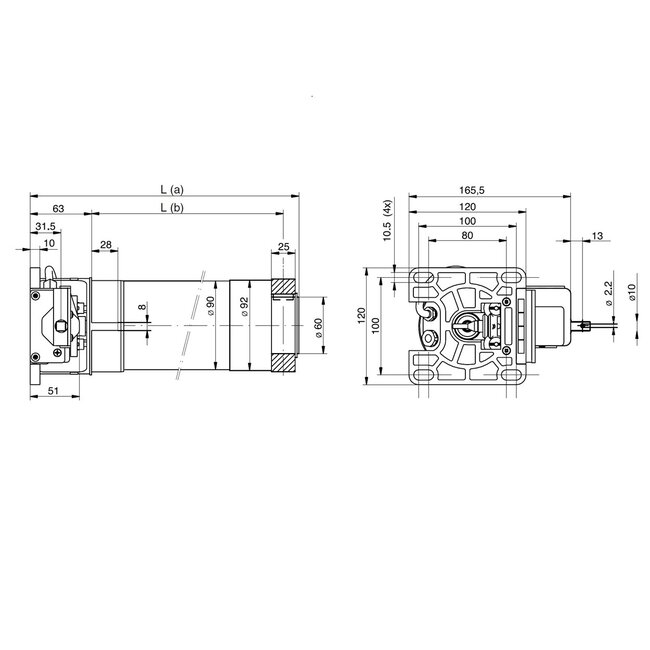 Nice Moteur tubulaire NMA de type 15 W