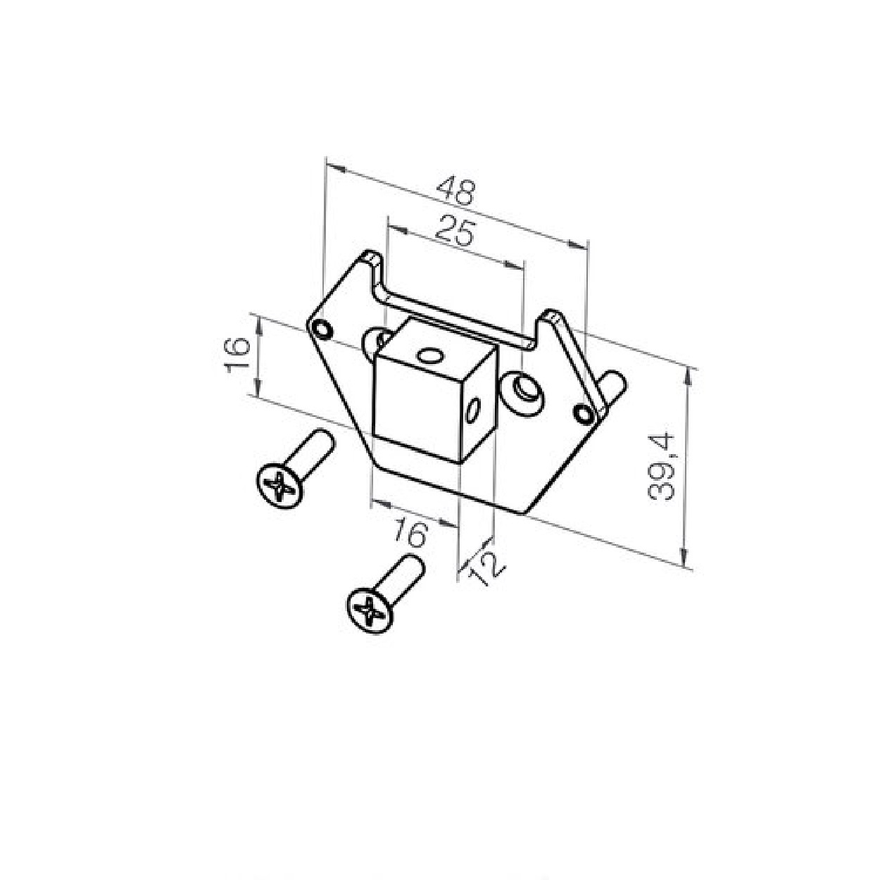 Elero adapterplaat met nok 16x16x12 - Revoline, foto 2 van 5